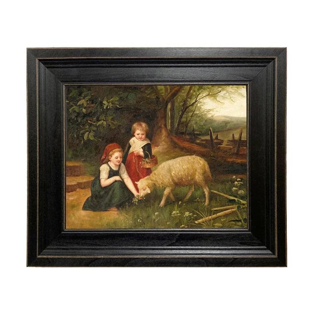 Not Yet Made - Made To Order My Pet Lamb Framed 8x10" Print on Canvas in Distressed Black Wood Frame For Sale - Image 5 of 5