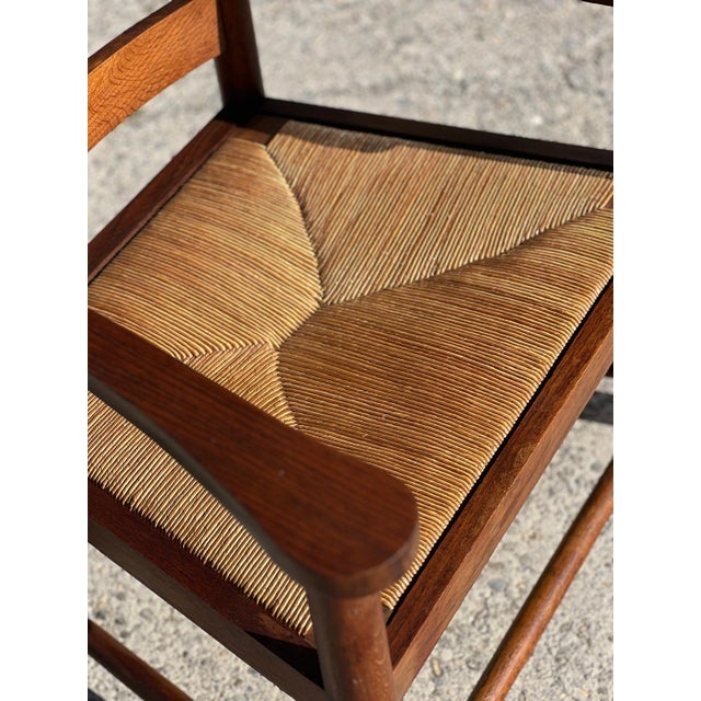 1960s French Wooden and Straw Armchairs, 1960, Set of 2 For Sale - Image 5 of 8