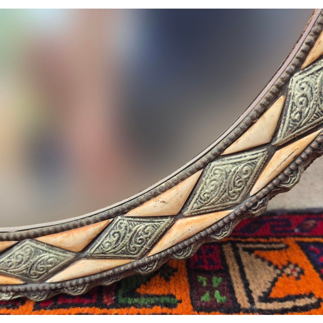 Vintage Handcrafted Moroccan Round Metal Mirror For Sale In Orlando - Image 6 of 6