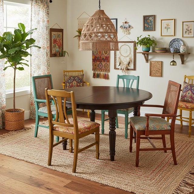 Mid-Century Modern Antique Teak Round Dining Table – Hand Carved 8-Seater Farmhouse Style For Sale - Image 3 of 3