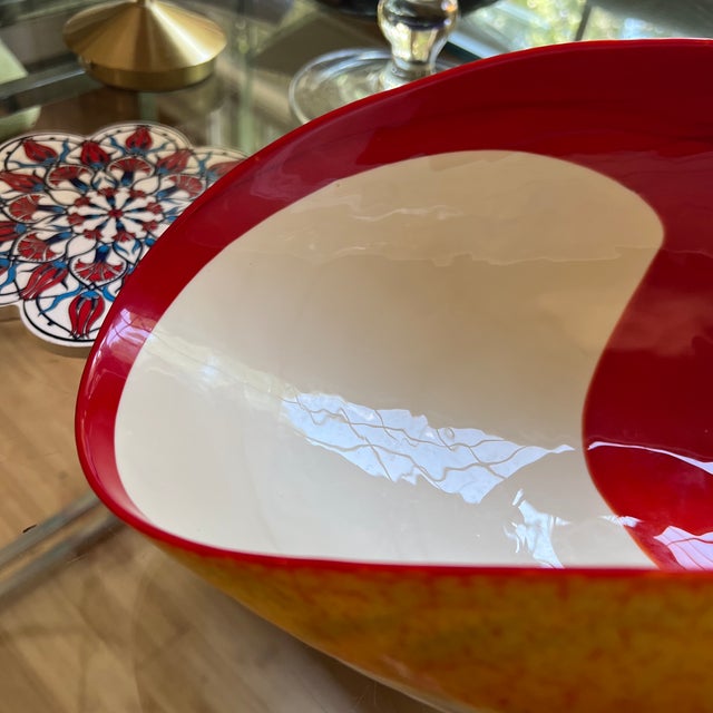 1970s Yellow and Red Folded Murano Decorative Bowl For Sale In Atlanta - Image 6 of 10