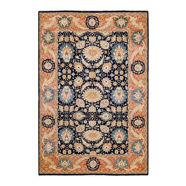 Mogul, One-of-a-Kind Hand-Knotted Area Rug in Blue, 6' 2" x 9' 1" For Sale
