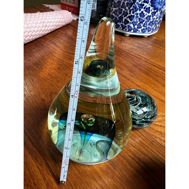 Up for consideration is a beautiful vintage trio of green and blue glass paperweights. These would look lovely in your...