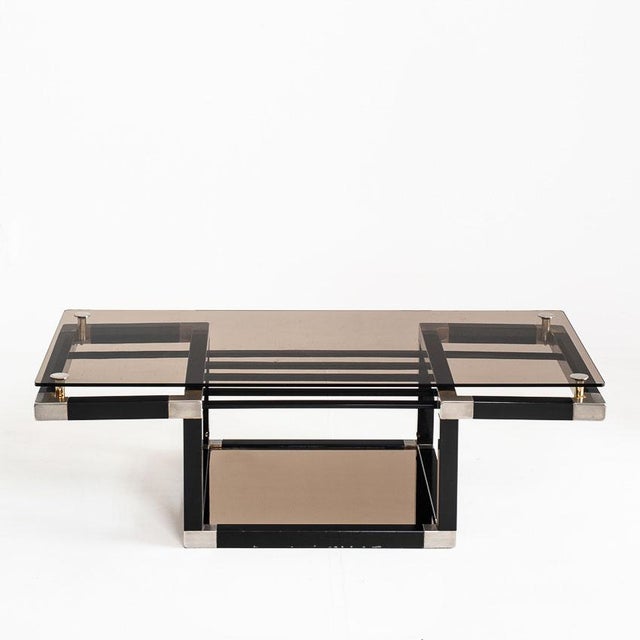 Iron and Smoked Glass Coffee Table, France, 1980s For Sale - Image 4 of 18