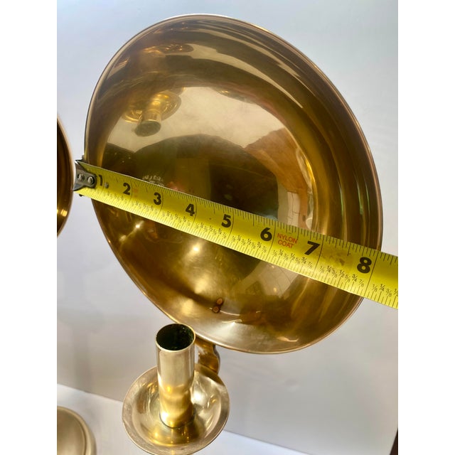 1960s Sarreid Mid-Century Modern Brass Candle Holders With Concave Reflectors a Pair For Sale - Image 12 of 16