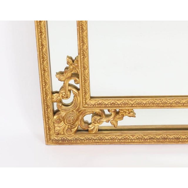Gold Antique Louis Revival Giltwood Overmantel Cushion Mirror, 1920s For Sale - Image 8 of 9