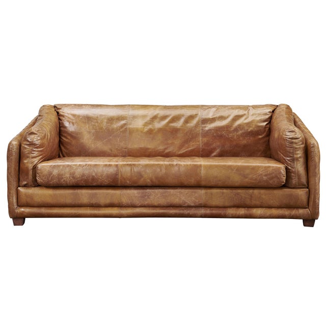 Waco Rustic Modern Sofa - Light Brown Leather For Sale - Image 11 of 15