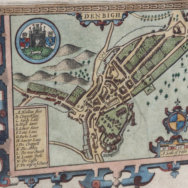 17th Century Map of Denbighshire by John Speed, 1610s For Sale - Image 6 of 18
