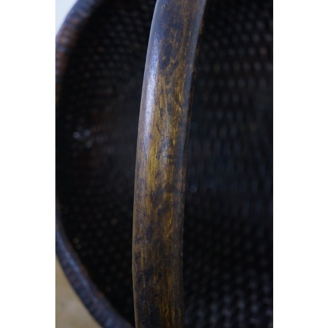 Antique Chinese Bentwood Woven Willow Rice Harvest Gathering Basket 16" For Sale - Image 10 of 15