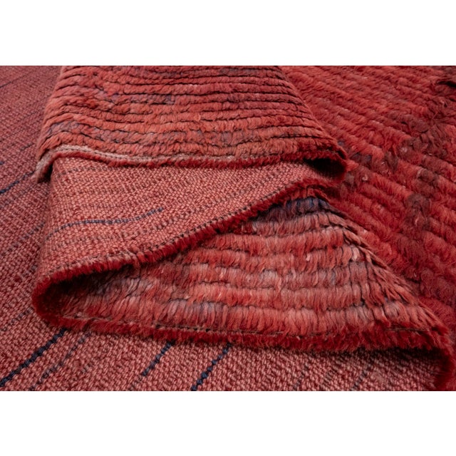 Red Turkish Tulu Handmade Rug 9'11" x 13'10" #18545 For Sale - Image 8 of 8