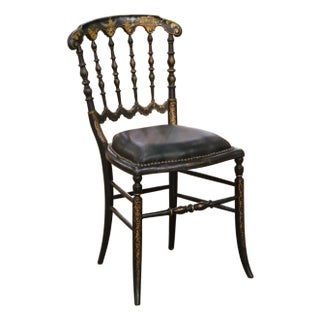 19th Century French Napoleon III Ebonized Chinoiserie Side Chair For Sale