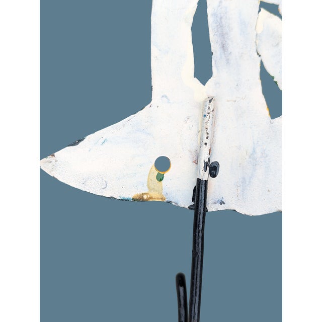 Vintage Folk Art Tole Metal Cow Wall Hooks Key Holder For Sale - Image 9 of 11