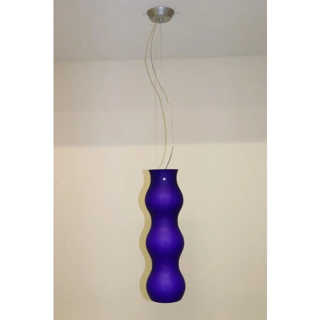 Royal Blue 1990s Modern Murano Pendant Lamp Blue Glass For Sale - Image 8 of 8
