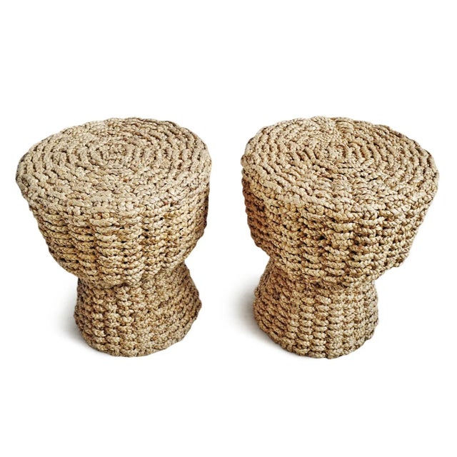 Rattan Braided Rope Stool For Sale In Los Angeles - Image 6 of 8