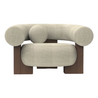 Cassette Armchair in Spugna Beige Fabric and Smoked Oak by Alter Ego for Collector For Sale