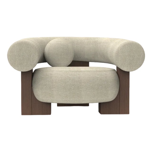 Cassette Armchair in Spugna Beige Fabric and Smoked Oak by Alter Ego for Collector For Sale