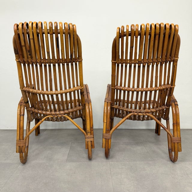 Vintage Italian Chairs and Coffee Table in Wicker, 1970s, Set of 3 For Sale - Image 9 of 18