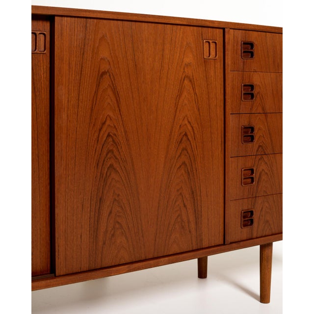 Brown Danish Teak Sideboard with Sliding Doors, 1960s For Sale - Image 8 of 9