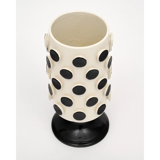 Italian Ceramic Modernist Black and White Vases For Sale - Image 9 of 10