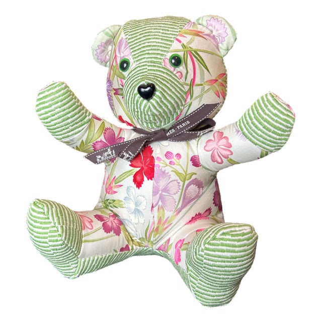 Hermes Oeillets Sauvage Vintage Silk Scarf Teddy Bear For Sale