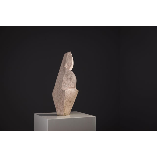 Beige Large Abstract Monolithic Sculpture in Ceramic, 1970s For Sale - Image 8 of 15