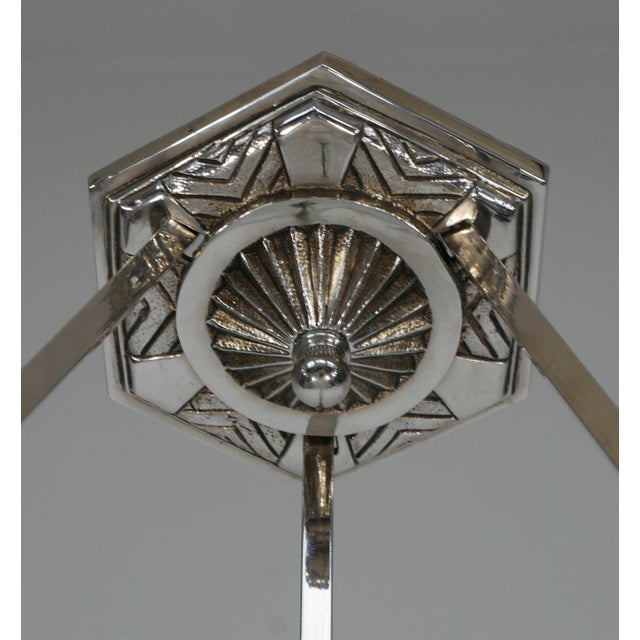Metal 1930s French Art Deco Pendant Light by Muller Freres France For Sale - Image 7 of 10