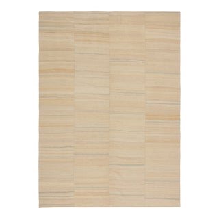 1950s Vintage Paneled Persian Kilim in Beige-Brown and Blue Tones by Rug & Kilim For Sale