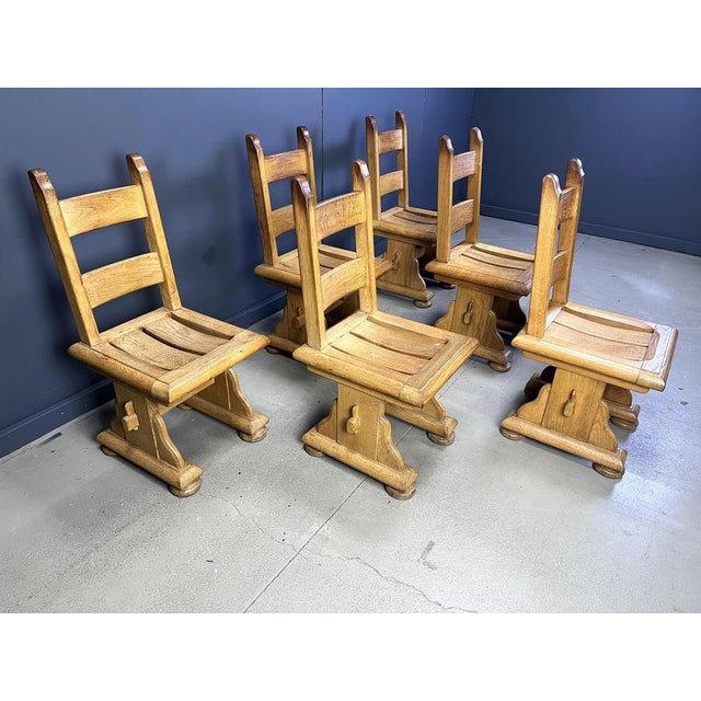 Brutalist Oak Dining Chairs, 1960s, Set of 6 For Sale - Image 8 of 12