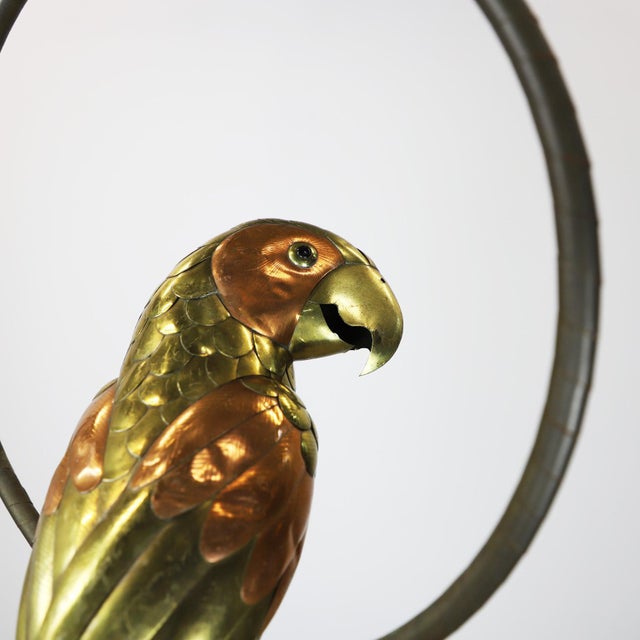 Sergio Bustamante 1960s Sergio Bustamante Sculpture of Macaw on Hanging Perch For Sale - Image 4 of 5