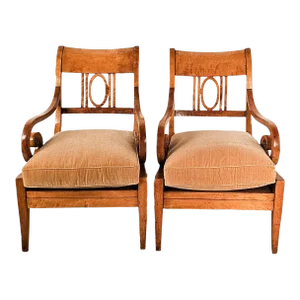 Pair of Large Satin Birch Biedermeier Chairs, Circa 1820