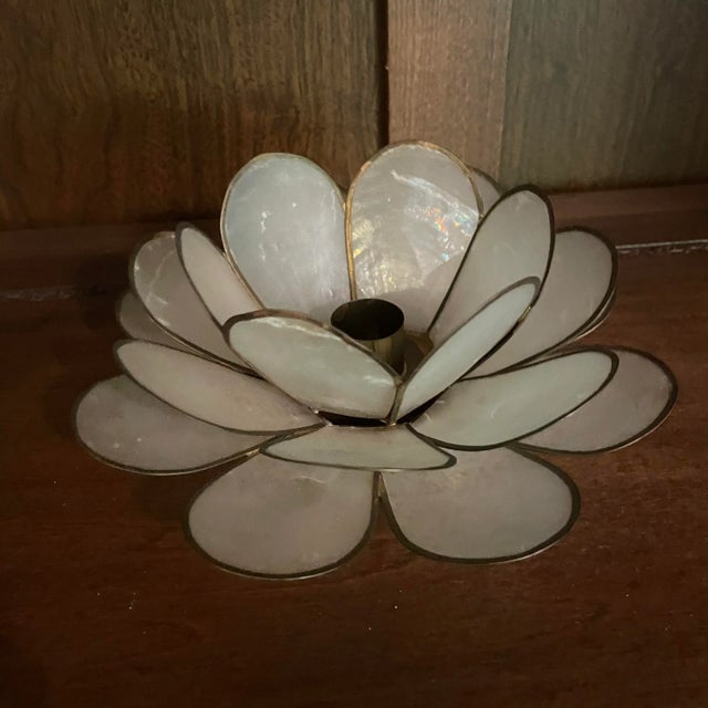 Vintage capiz shell candle holder in great condition. No chips or cracks in the shells. This fragile item will be shipped...