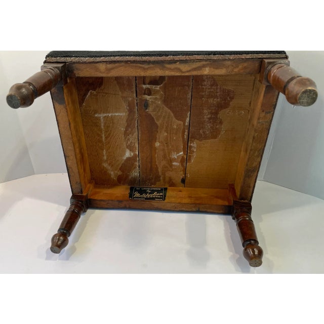 Vintage Needlepoint Stool With Carved Details For Sale - Image 9 of 10