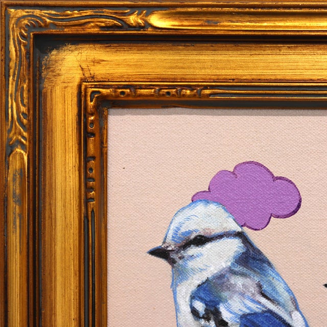 A Home in the Woods - Original Birds Portrait Still Life Framed Acrylic Painting by Carlos Gamez De Francisco For Sale - Image 4 of 9