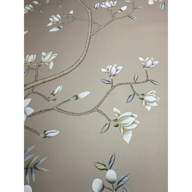 Luxury Hand-Painted Wallpaper | Magnolia Chinoiserie | Chinese Art Inspired Mural for Statement Walls For Sale - Image 4 of 7