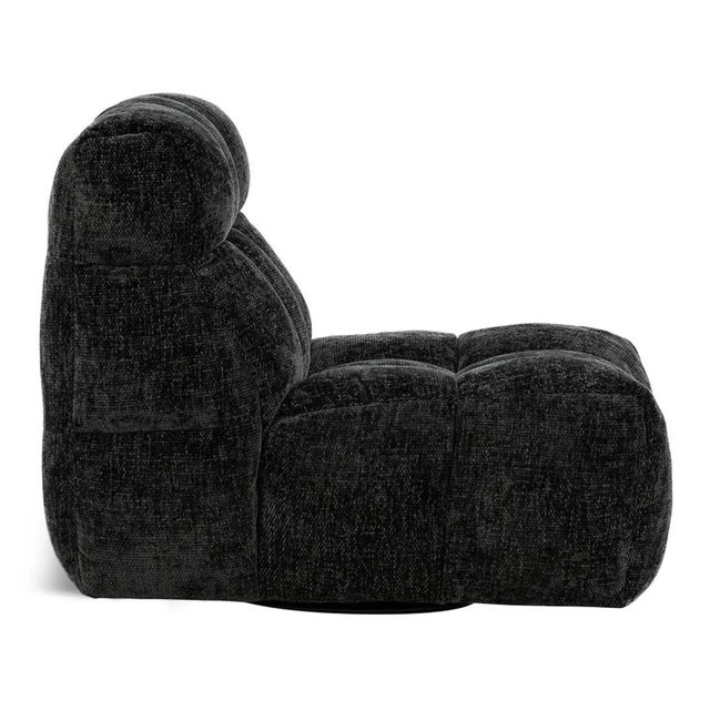 Contemporary Charcoal Chenille Swivel Lounge Chair For Sale - Image 3 of 5