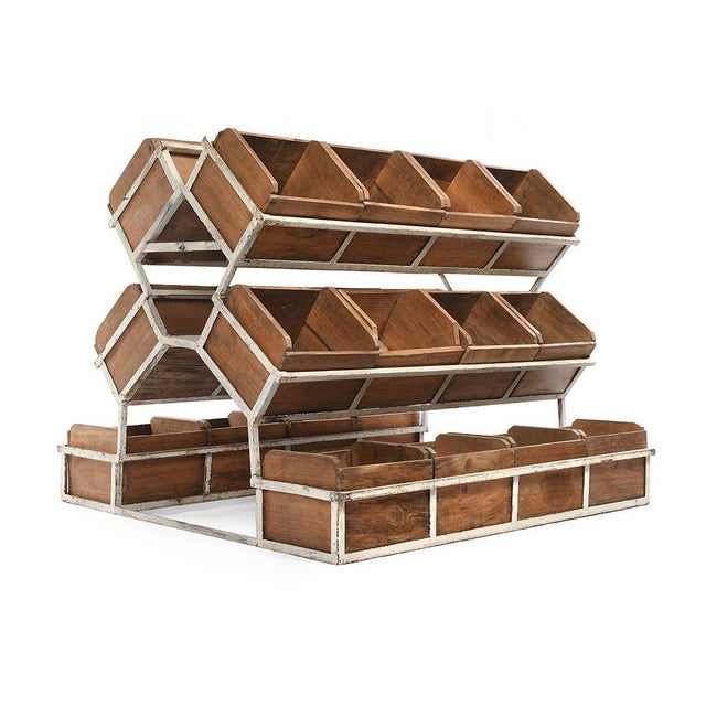 Iron Structure with 24 Wooden Bins For Sale - Image 6 of 6
