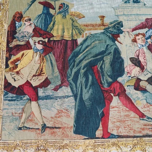Late 20th Century French d'Art De Rambouillet "Tiepolo Masquerade" Silk Tapestry For Sale - Image 4 of 8