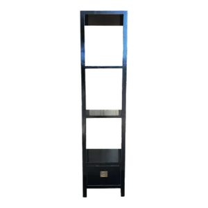 Asian Black Lacquer Wood Display Stand With Shelves 88.5" H
