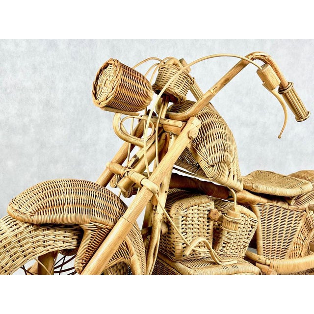 Full Size Wicker & Bamboo Harley Davidson Motorcycle attributed to Tom Dixon for Habitat, 1980s For Sale - Image 11 of 15