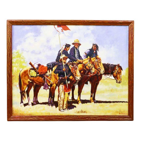 Oil Painting on Canvas of Indian Scouts Army Regulations by Reinhold, 2000s, Canvas For Sale