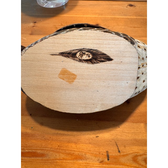 Late 20th Century Vintage Hand-Carved Wooden Duck Decoy Sculpture, Signed & Dated 1976 (96?) | Folk Art For Sale - Image 5 of 7