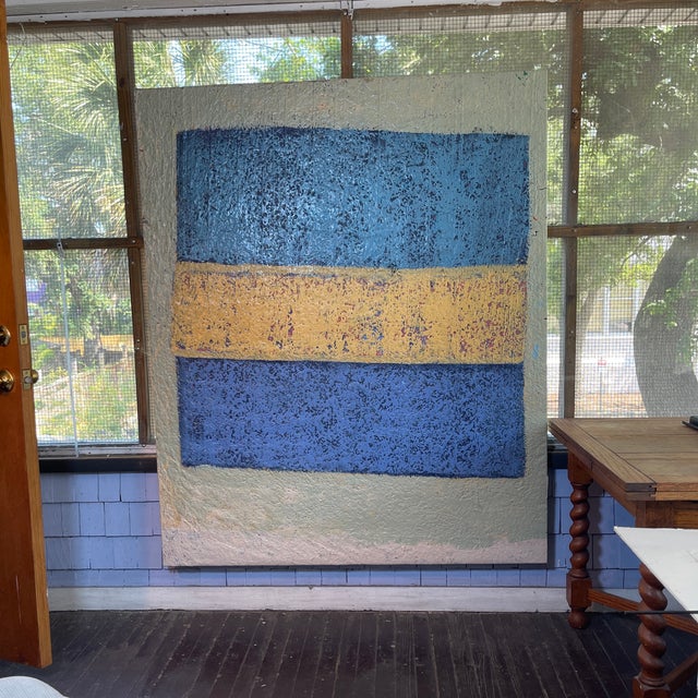 Artist John Frates Nice painting ,mid century modern, Large in the style of Rothko titled “floating square in blue and...