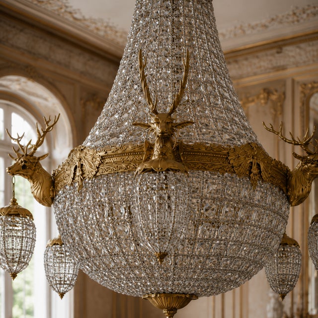 1960 French Louis XVI Gold Bronze Chandeliers - Pair For Sale - Image 9 of 18
