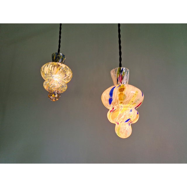 Vintage Blown Glass Pendant Lights, 1950s, Set of 2 For Sale - Image 9 of 18