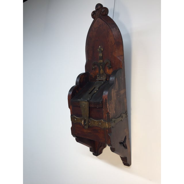 Gothic Antique Gothic Trefoil Walnut Donation Box With Lockable Swing Lid For Sale - Image 3 of 18