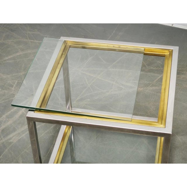 Italian Chrome, Brass and Glass Nesting Tables, 1970s, Set of 3 For Sale - Image 3 of 18