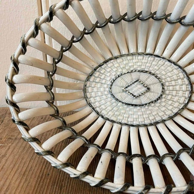 Pearlware Lattice Chestnut Basket with Rope and Basketweave Decor, 18th Century For Sale - Image 3 of 7