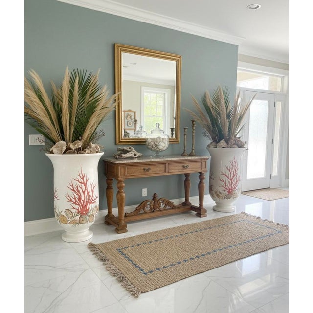 Off-white Pair of Contemporary Italian Ceramic Coral & Shell Urns For Sale - Image 8 of 9