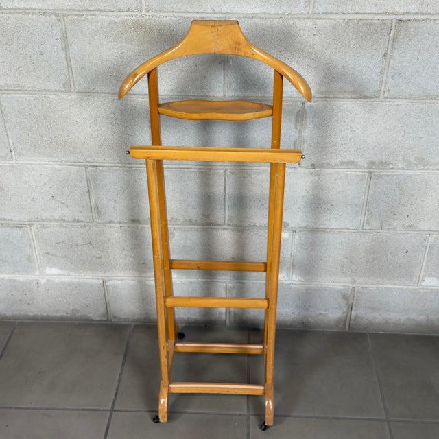 Vintage Modern Wooden Valet Stand from Artigianato Italiano, 1970s For Sale - Image 5 of 8