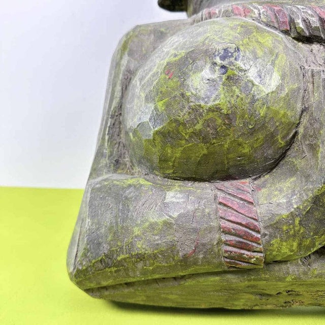 Vintage Carved Wood Sculpture Mask For Sale - Image 3 of 11